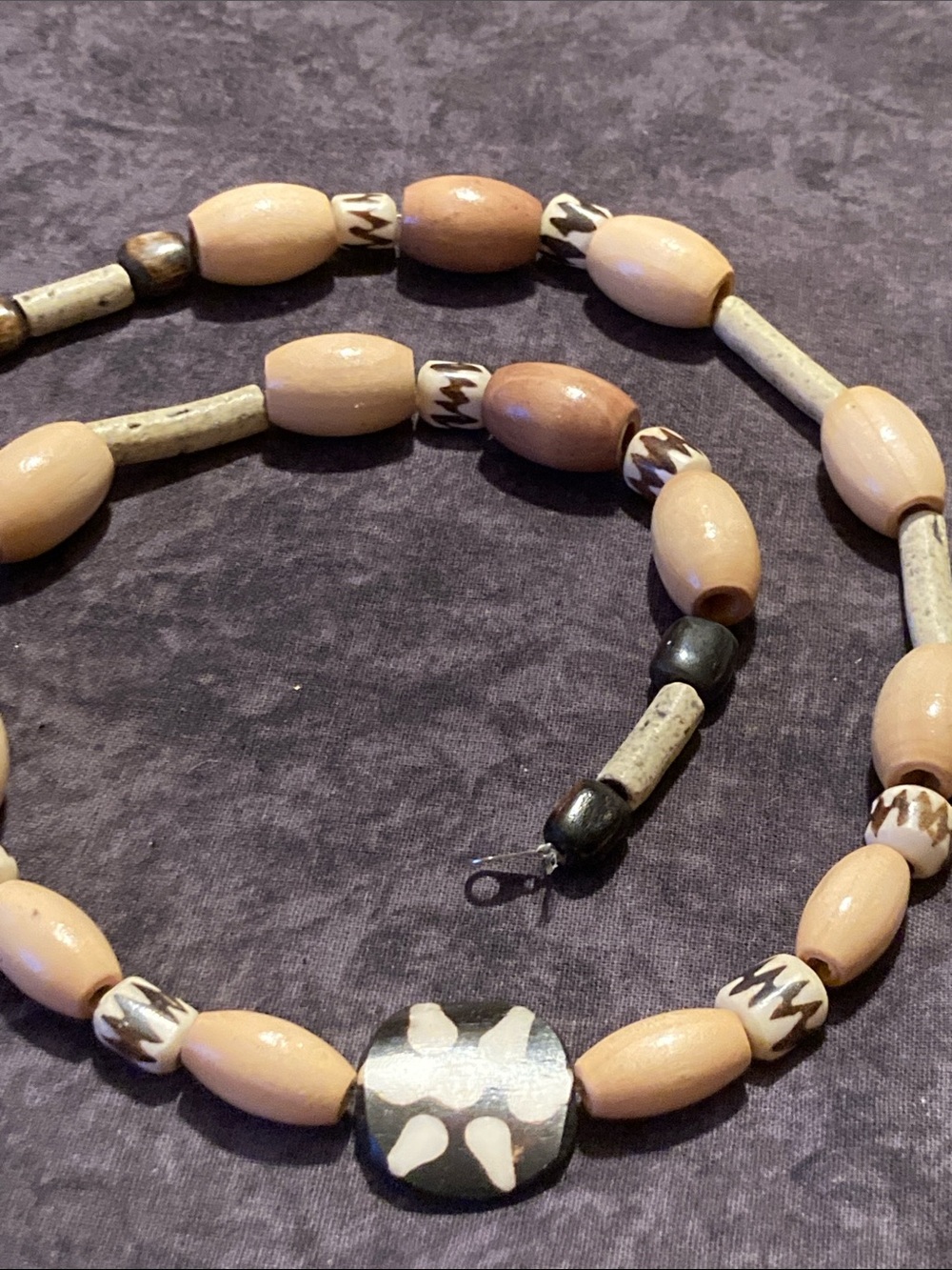 Handcrafted Beige and Brown Beaded Necklace - Natural Boho Style